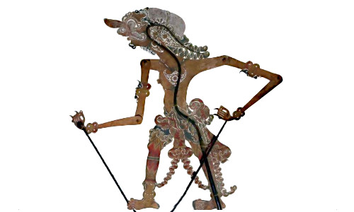 Figura de cuero recortado del teatro de sombras wayang kulit